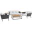 Stance 6 Piece Outdoor Patio Aluminum Sectional Sofa Set In Grey EEI-3159-GRY-WHI-SET