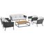 Stance 6 Piece Outdoor Patio Aluminum Sectional Sofa Set In Grey EEI-3168-GRY-WHI-SET