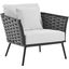 Stance Outdoor Patio Aluminum Arm Chair In White And Grey
