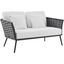 Stance Outdoor Patio Aluminum Loveseat In White And Grey
