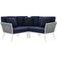 Stance Outdoor Patio Aluminum Small Sectional Sofa In White Navy