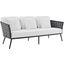 Stance Outdoor Patio Aluminum Sofa In White And Grey