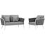 Stance White and Gray 2 Piece Outdoor Patio Aluminum Sectional Sofa Set EEI-3169-WHI-GRY-SET