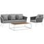 Stance White and Gray 3 Piece Outdoor Patio Aluminum Sectional Sofa Set EEI-3166-WHI-GRY-SET