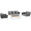 Stance White and Gray 4 Piece Outdoor Patio Aluminum Sectional Sofa Set EEI-3161-WHI-GRY-SET