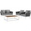 Stance White and Gray 4 Piece Outdoor Patio Aluminum Sectional Sofa Set EEI-3172-WHI-GRY-SET