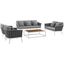 Stance White and Gray 5 Piece Outdoor Patio Aluminum Sectional Sofa Set EEI-3187-WHI-GRY-SET