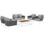 Stance White and Gray 6 Piece Outdoor Patio Aluminum Sectional Sofa Set EEI-3173-WHI-GRY-SET