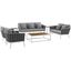 Stance White and Gray 7 Piece Outdoor Patio Aluminum Sectional Sofa Set