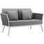 Stance White and Gray Outdoor Patio Aluminum Loveseat