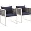 Stance White Navy Dining Arm Chair Outdoor Patio Aluminum Set of 2