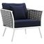 Stance White Navy Outdoor Patio Aluminum Arm Chair