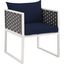 Stance White Navy Outdoor Patio Aluminum Dining Arm Chair
