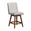 Stancoste Swivel Counter Stool In Brown Oak Wood Finish with Beige Fabric