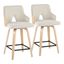 Stella 24 Inch Fixed Height Counter Stool Set of 2 In Black and Natural