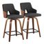 Stella 24 Inch Fixed Height Counter Stool Set of 2 In Charcoal
