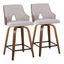 Stella 24 Inch Fixed Height Counter Stool Set of 2 In Walnut Beige