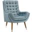 Suggest Light Blue Button Tufted Performance Velvet Lounge Chair