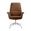 Summit Office Chair In Faux Leather and Aluminum Frame with Adjustable Height and Swivel In Dark Brown
