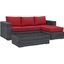 Summon Canvas Red 3 Piece Outdoor Patio Sunbrella Sectional Set EEI-1903-GRY-RED-SET