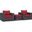 Summon Canvas Red 3 Piece Outdoor Patio Sunbrella Sectional Set EEI-1905-GRY-RED-SET