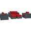 Summon Canvas Red 5 Piece Outdoor Patio Sunbrella Sectional Set EEI-1893-GRY-RED-SET