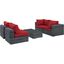 Summon Canvas Red 5 Piece Outdoor Patio Sunbrella Sectional Set EEI-1896-GRY-RED-SET