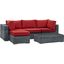 Summon Canvas Red 5 Piece Outdoor Patio Sunbrella Sectional Set EEI-1904-GRY-RED-SET