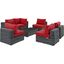 Summon Canvas Red 7 Piece Outdoor Patio Sunbrella Sectional Set EEI-1897-GRY-RED-SET