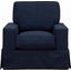 Sunset Trading Americana Box Cushion Slipcovered Chair Stain Resistant Performance Fabric Navy Blue