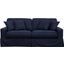 Sunset Trading Americana Box Cushion Slipcovered Sofa Stain Resistant Performance Fabric Navy Blue