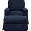 Americana Slipcover Set For Box Cushion Track Arm Chair and Ottoman In Navy Blue