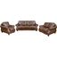 Sunset Trading Charleston 3 Piece Top Grain Leather Living Room Set Chestnut Brown Rolled Arm Sofa Loveseat And Chair With Nailheads