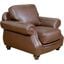 Sunset Trading Charleston 42 Inch Wide Top Grain Leather Armchair Chestnut Brown Rolled Arm Accent Chair With Nailheads