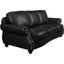 Sunset Trading Charleston 86 Inch Wide Top Grain Leather Sofa Black 3 Seater Rolled Arm Couch With Nailheads