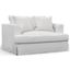 Sunset Trading Newport Slipcovered 52 Inch Wide Chair And A Half Stain Resistant Performance Fabric 2 Throw Pillows White
