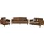 Sunset Trading Prelude 3 Piece Top Grain Leather Living Room Set Chestnut Brown Mid Century Modern Sofa Loveseat And Chair