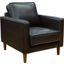 Sunset Trading Prelude 32 Inch Wide Black Top Grain Leather Armchair Mid Century Modern Accent Chair Small Space Living Room Furniture