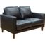 Sunset Trading Prelude 55 Inch Wide Black Top Grain Leather Loveseat Mid Century Modern Small Couch