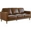 Sunset Trading Prelude 79 Inch Wide Top Grain Leather Sofa Chestnut Brown Mid Century Modern 3 Seater Couch