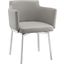 Suzzie Arm Dining Chair In Gray Pu With Swivel Polished Stainless Steel Base