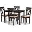 Sylvia Modern And Contemporary Espresso Brown Finished And Sand Fabric Upholstered 5-Piece Dining Set