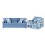 Sylvie 2 Piece Sofa and Swivel Chair In Blue and White