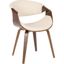 Symphony Mid-Century Modern Dining/Accent Chair In Walnut Wood And Cream Faux Leather