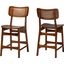 Tafari Counter Stool Set of 2 In Walnut Brown Finished Wood and Rattan