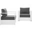 Tahoe Outdoor Patio Powder-Coated Aluminum 2-Piece Armchair Set In White Charcoal