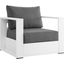 Tahoe Outdoor Patio Powder-Coated Aluminum Arm Chair In White Charcoal