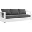 Tahoe Outdoor Patio Powder-Coated Aluminum Sofa In White Charcoal