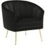 Tania Contemporary/Glam Accent Chair In Gold Metal And Black Velvet