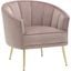 Tania Contemporary/Glam Accent Chair In Gold Metal And Blush Pink Velvet